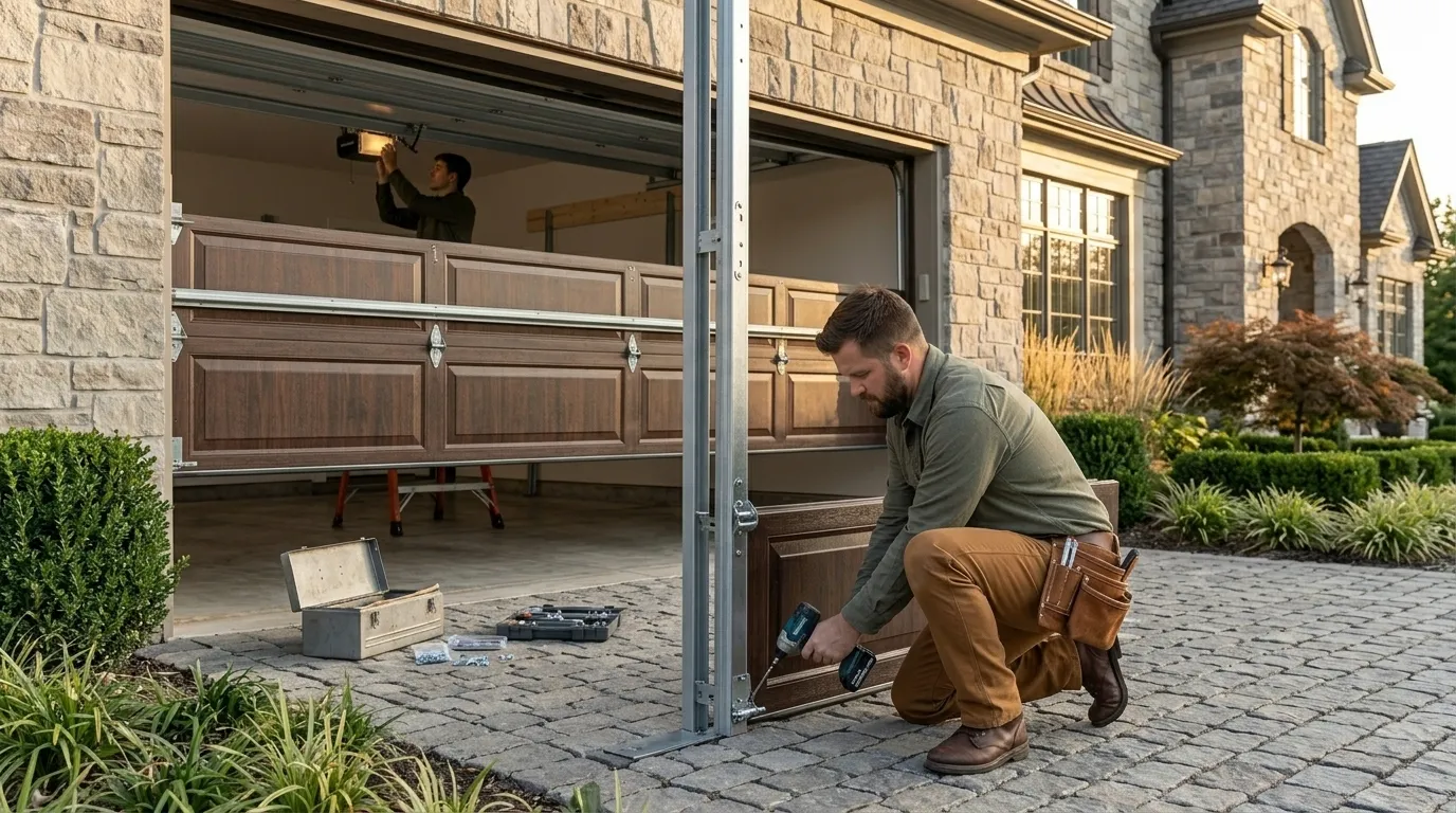 Sectional steel garage door