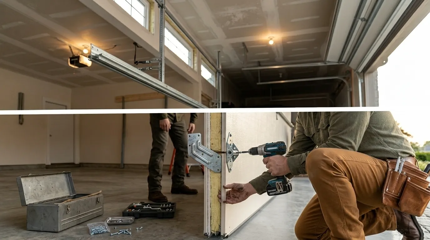 Sectional steel garage door