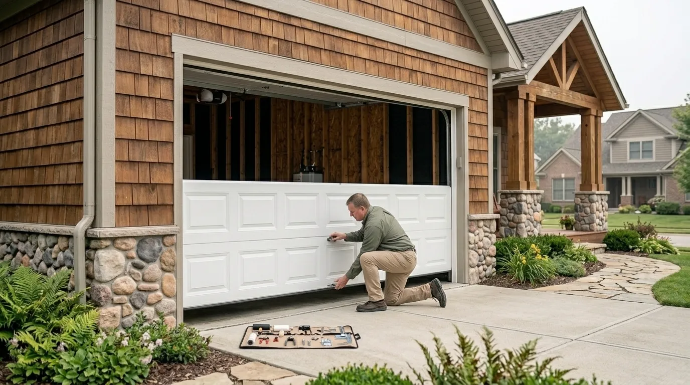 Sectional steel garage door
